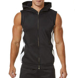 Men Zipper Splicing Sports Hooded Vest - calderonconcepts