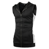 Men Zipper Splicing Sports Hooded Vest - calderonconcepts