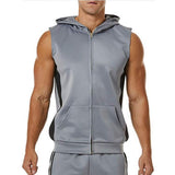 Men Zipper Splicing Sports Hooded Vest - calderonconcepts