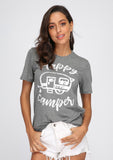 Women T Shirt Short Sleeve Happy Camper - calderonconcepts