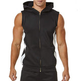 Men Zipper Splicing Sports Hooded Vest - calderonconcepts