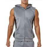 Men Zipper Splicing Sports Hooded Vest - calderonconcepts
