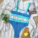 Solid Color High Waist Split Swimsuit - calderonconcepts