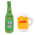 Plush Squeaky Beer Bottle Toy