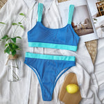 Solid Color High Waist Split Swimsuit - calderonconcepts