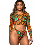 African Print Swimwear Thong Bikini Set - calderonconcepts