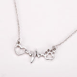 Dogs Footprints Paw Heart Love Chain Pendant Necklace - calderonconcepts