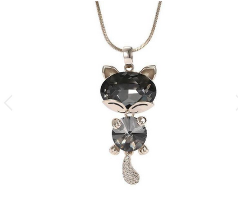 Dangle crystal sweet cats fashion necklace - calderonconcepts