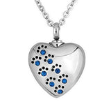 Crystal Pet Paw Heart Pendant Necklace