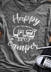 Women T Shirt Short Sleeve Happy Camper - calderonconcepts