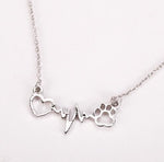 Dogs Footprints Paw Heart Love Chain Pendant Necklace - calderonconcepts